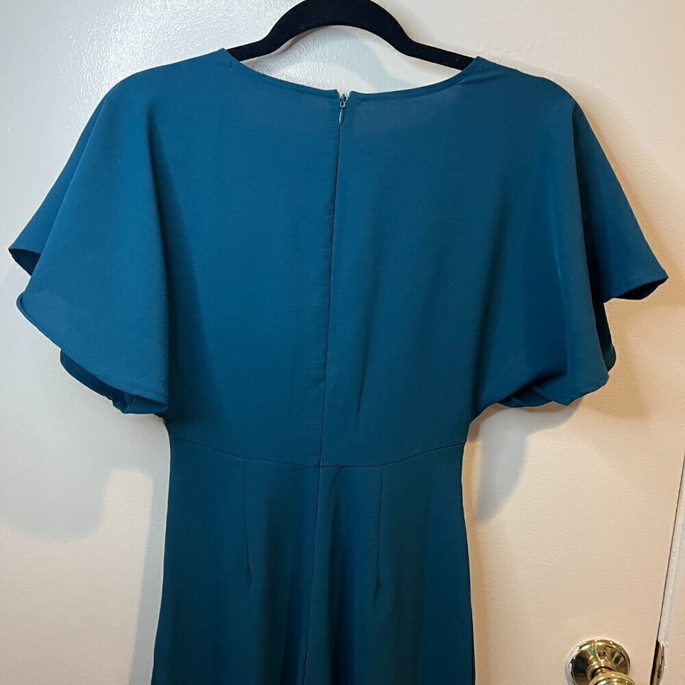 NWT Zara Teal Cross Ruffled Jumpsuit, Size XS - Picture 9 of 15